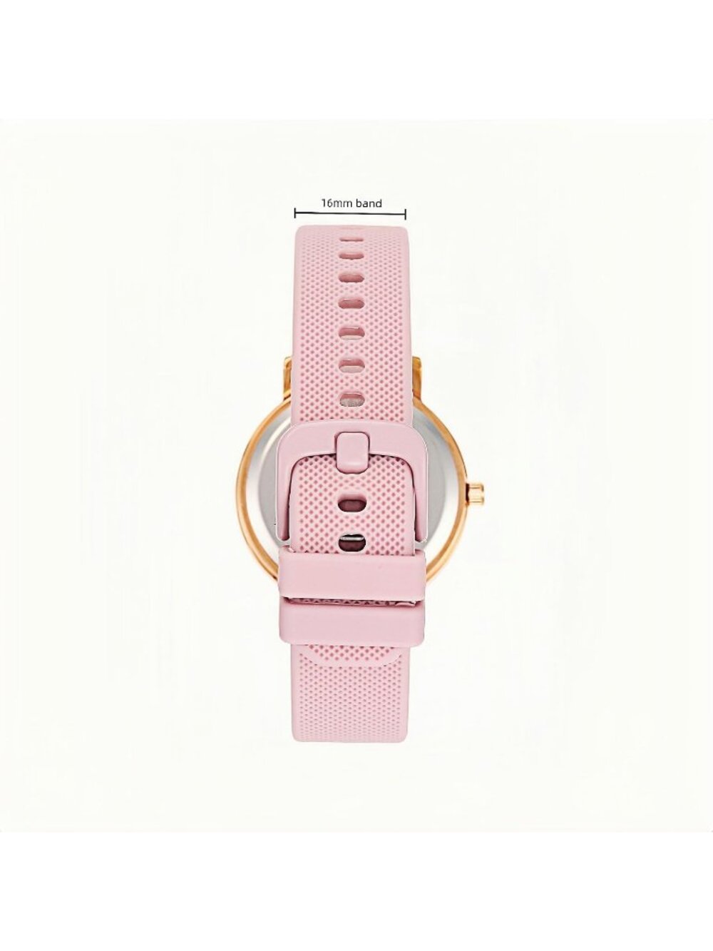 Women's Rose Gold Pink Silicone Strap Easy to Read Analog Large Face Wrist Watch - Picture 3 of 6